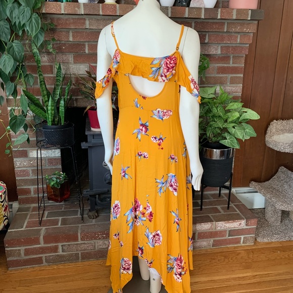 Yellow Button down strappy ruffle maxi - Picture 3 of 7